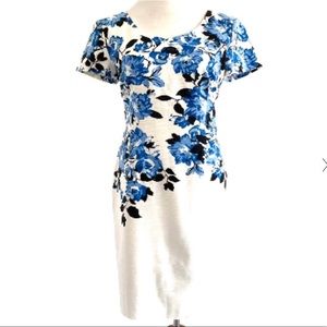 Talbots China Blue Floral Sheath Dress Size 6P